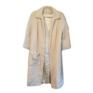 Vintage White Knit Over Coat Jacket Women's Large